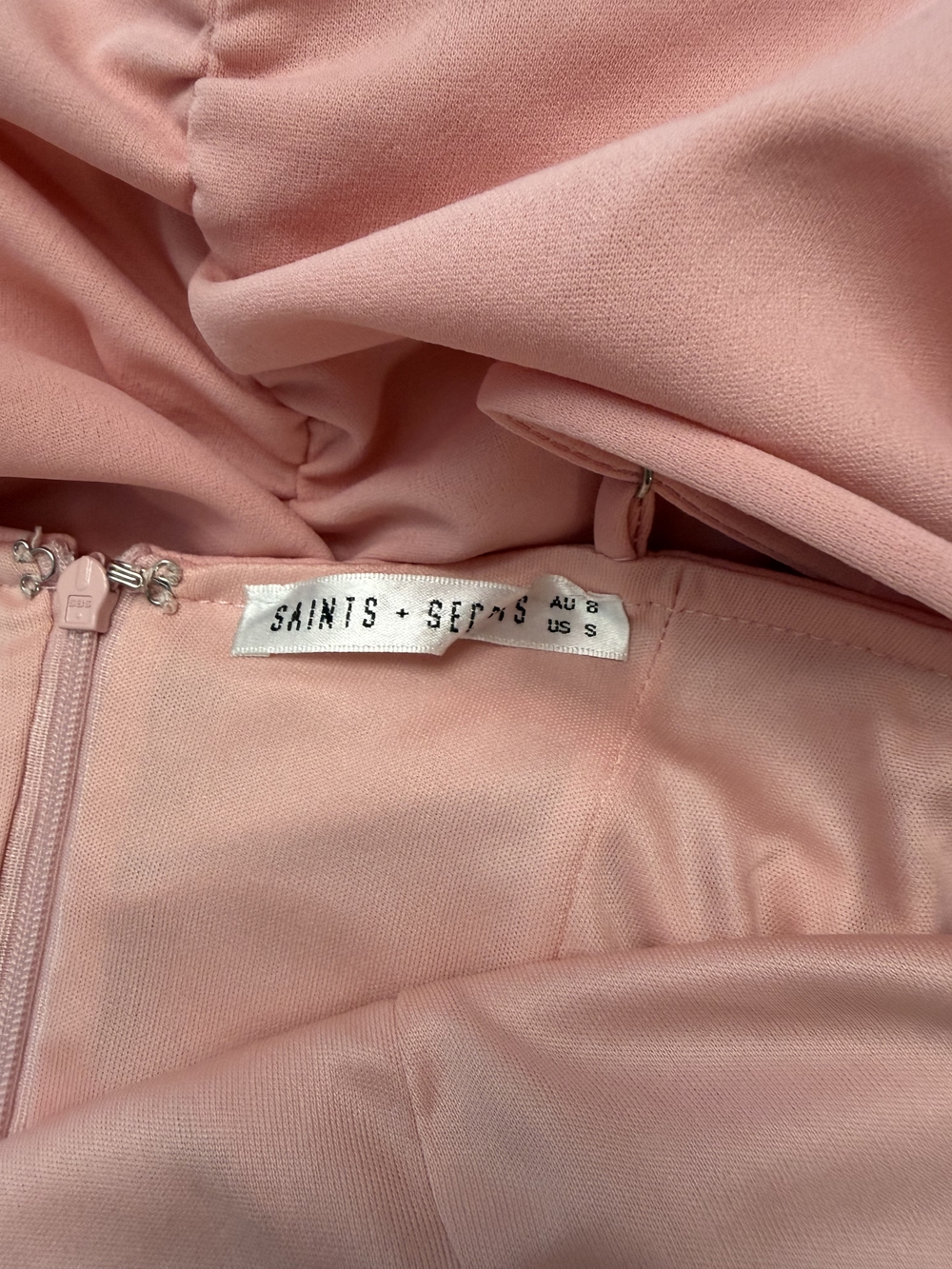 Saint + Secrets Pink Ruched Ruffle Mini Dress - Size Small - Picture 5 of 5